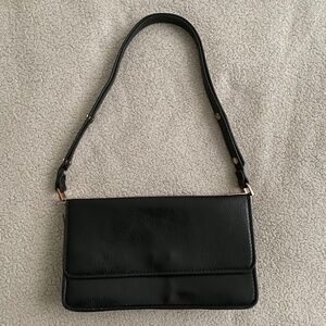 Mango Black Baguette Shoulder Bag